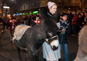 Burro en el desfile del Olentzero de Vitoria-Gasteiz