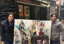 Foto: Pedazo de cuadro han hecho a los jefes de La Malquerida La artista Victoria Fernández Mingorance ha realiza una obra para el bar La Malquerida de Vitoria-Gasteiz