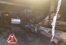 2 coches calcinados en Vitoria con humo hacia edificios