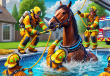 Bomberos de Vitoria salvan al caballo exhausto de una piscina