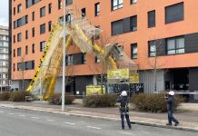 El viento se lleva un andamio en Vitoria