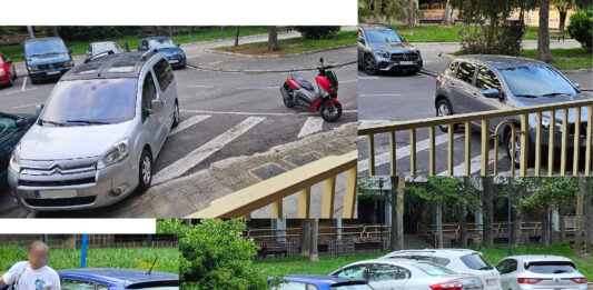 Parking privado encima de la acera en Vitoria