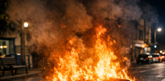 Vuelve la moda de colchones ardiendo en calles de Vitoria Vuelve la moda de colchones ardiendo en calles de Vitoria