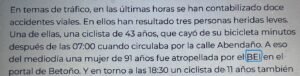 Atropelladas 2 ancianas por autobuses en Vitoria ¡Una fallece!